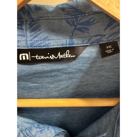 Travis Mathew Blue Tropical Leaves  Golf Polo XXLarge - Picture 4 of 5